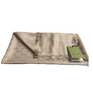 GUCCI Light Tan / Taupe GG Monogram Large Shawl Scarf Wrap NWOT